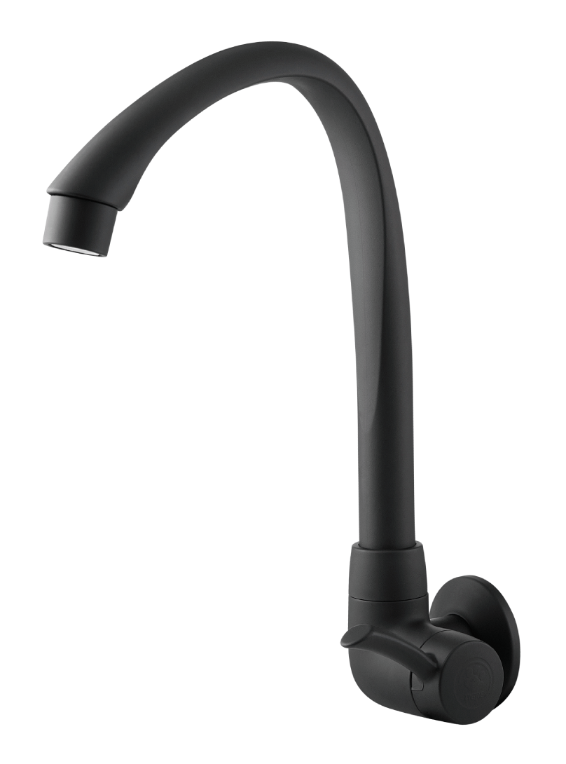 Torneira para Cozinha de Parede Bica Alta Móvel Preto Fosco Linea